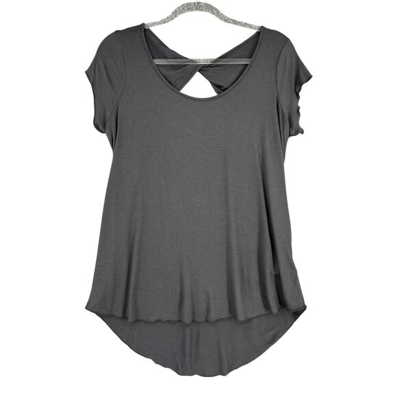 Prana Dark Grey‎ Short Sleeve Open Back Twisted Back Activewear T-Shirt Large - Picture 1 of 6